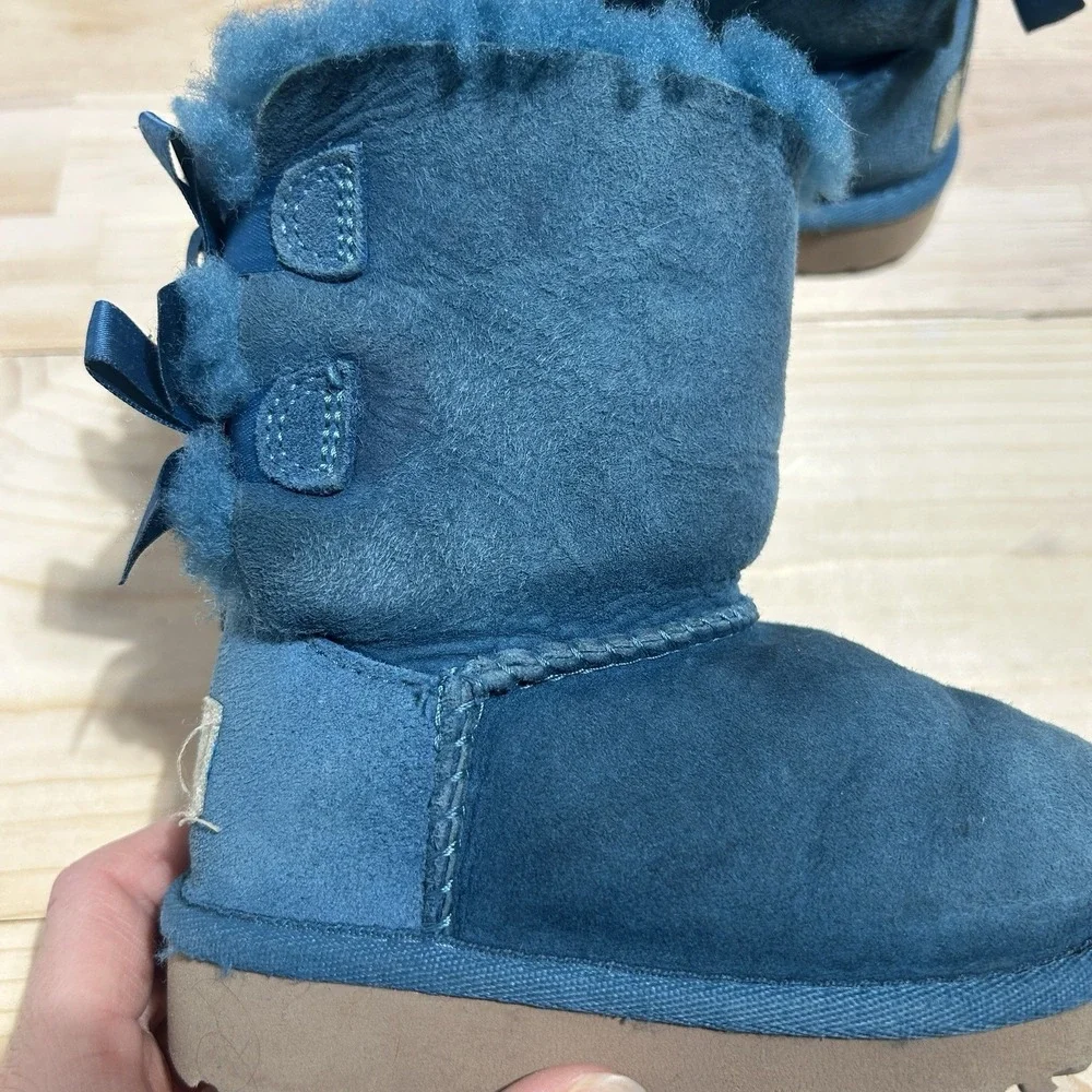 UGG Australia Toddler Bailey Bow II Boot ‎ Sz 7 Ribbon Blue Winter, F27113E